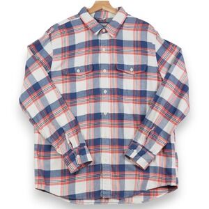 American Eagle Womens Flannel Shirt XL Pink Plaid Boyfriend Oversized Casual